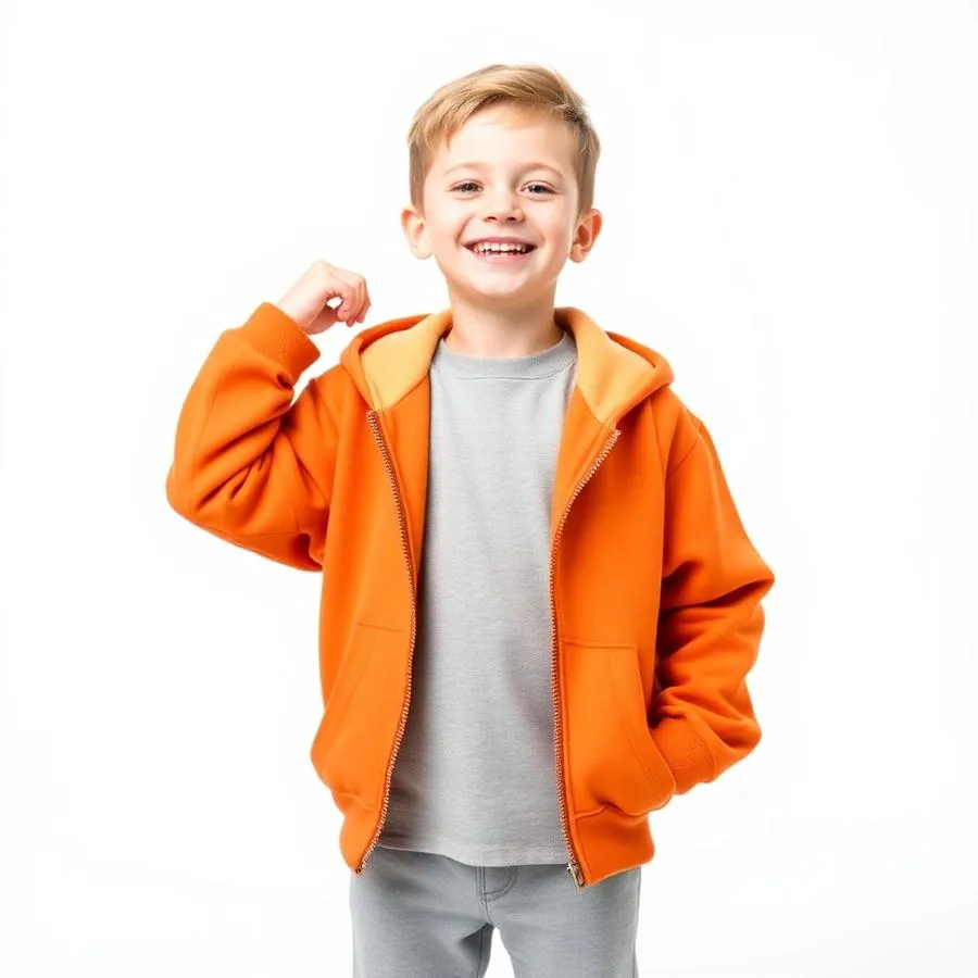 Trendy oversized hoodie for kids with soft cotton in burnt orange